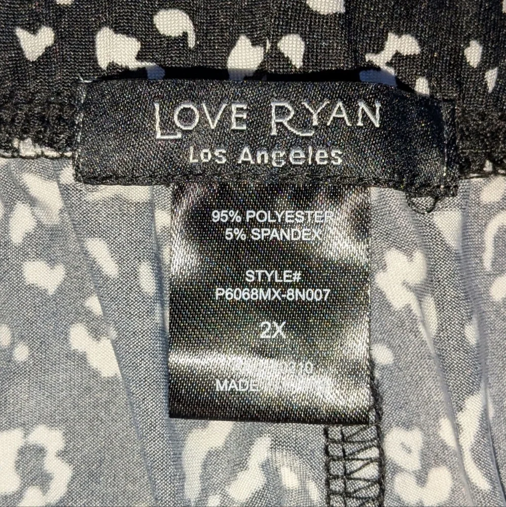 Love Ryan Womens Plus Size 2X Pull On Pants Black Leopard Wide Leg Festival - Picture 7 of 7